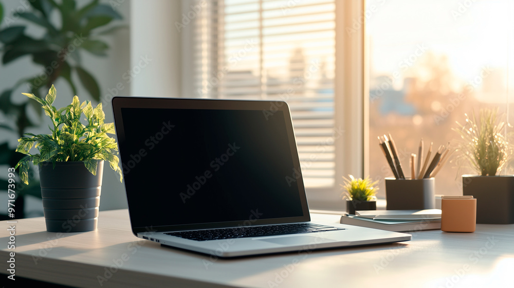 Modern working environment with technological elements on minimalist desk.. Modern working environment with technological elements on minimalist desk..
