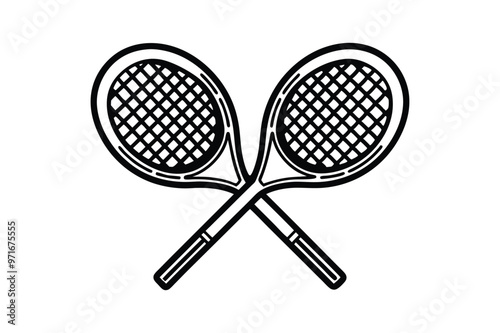 Padel Racket vector line art illustration
