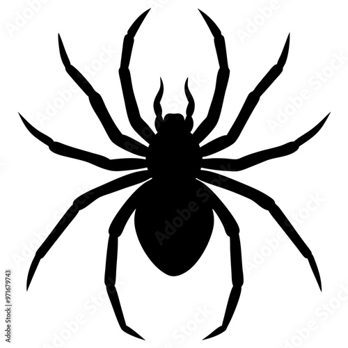 silhouette of a spider walking in left side on a white background without any web Silhouette vector art illustration