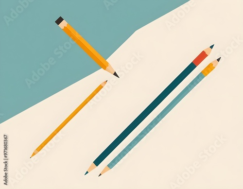 A pencil laid flat on a beige background with a sharp point and eraser at one end ready for writing