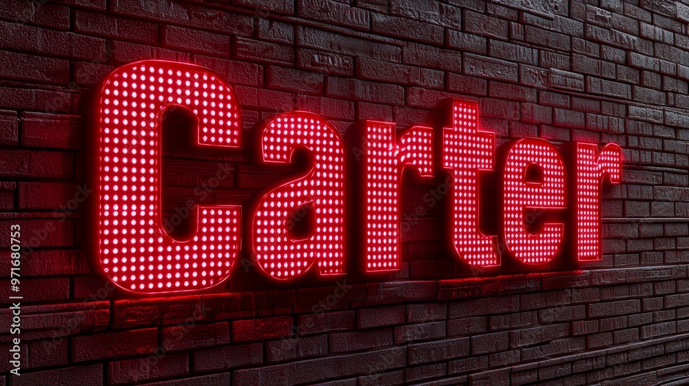 Obraz premium Red LED personalized name postcard perfect for decor.