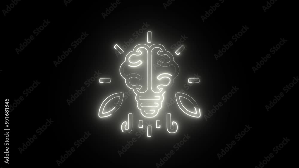 Glowing neon Mind icon isolated on black background. HD Video motion graphic animation Glowing neon Mind icon isolated on black background. HD Video motion graphic animation