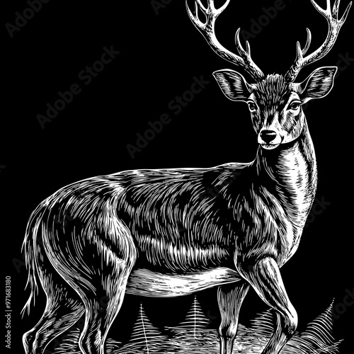black and white deer