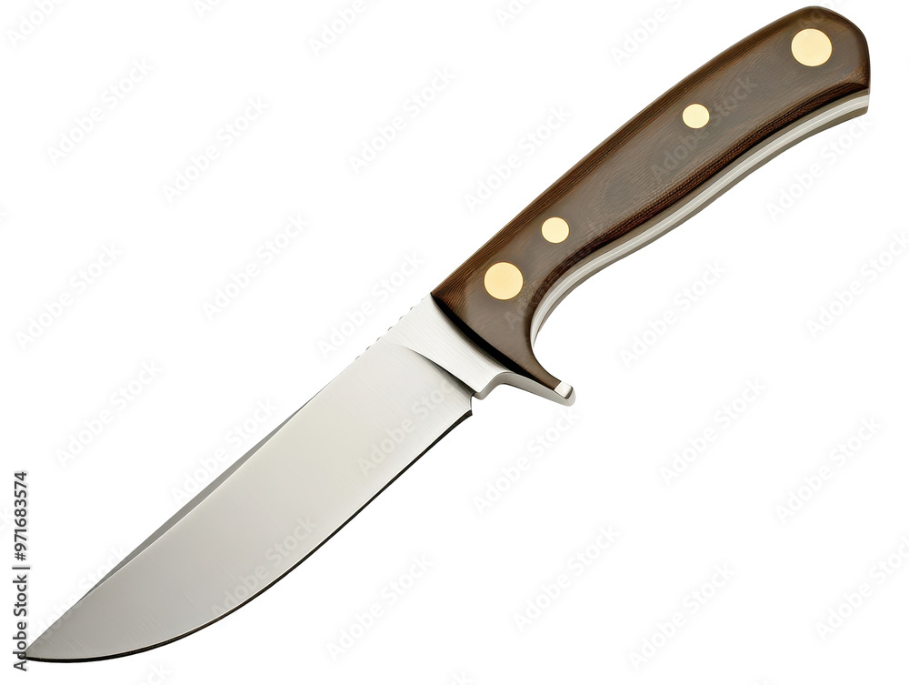 Kitchen knife with wooden handle on transparent background. Kitchen knife with wooden handle on transparent background.