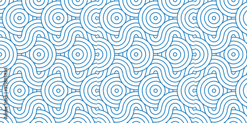 Abstract Overlapping creative diamond circle abstract blue pattern background with waves texture. geometric digital fabric pattern circles floral and spiral round lapping blue retro background.