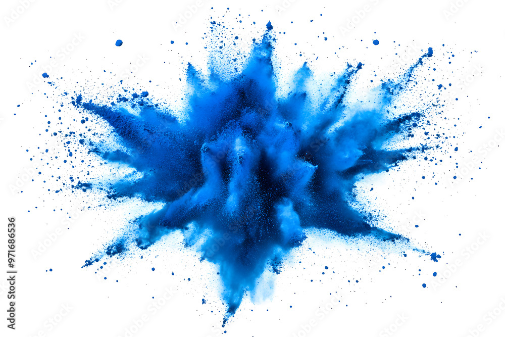 explosion of dry blue paints on a transparent background. cloud and paint particles. Holi paint explosion of dry blue paints on a transparent background. cloud and paint particles. Holi paint