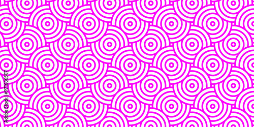 Abstract Overlapping creative diamond circle pink pattern background with waves texture. geometric digital fabric pattern circles floral and spiral round lapping white retro background.