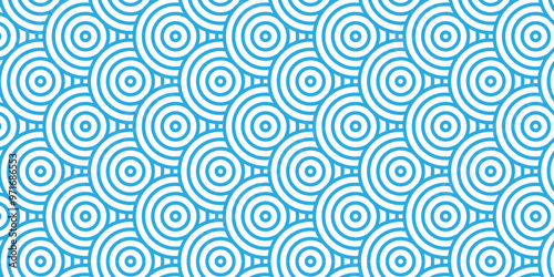 Abstract Overlapping creative diamond circle abstract blue pattern background with waves texture. geometric digital fabric pattern circles floral and spiral round lapping blue retro background.