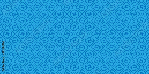 Overlapping creative diamond circle abstract blue pattern waves texture. minimal geometric digital fabric pattern circles floral and spiral round lapping blue retro background.