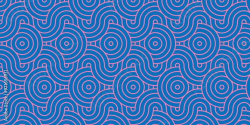 Overlapping creative diamond circle abstract blue pattern waves texture. minimal geometric digital fabric pattern circles floral and spiral round lapping blue retro background.