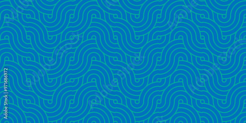 Overlapping creative diamond circle abstract blue pattern waves texture. minimal geometric digital fabric pattern circles floral and spiral round lapping blue retro background.