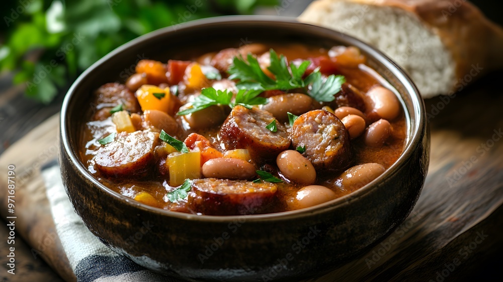 Spicy sausage stew with beans Spicy sausage stew with beans