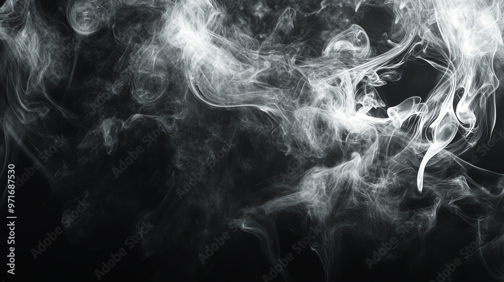 Obraz premium Abstract white smoke on a black background.