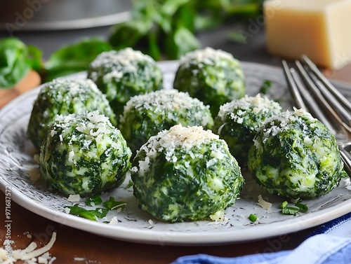 Spinach dumplings with Parmesan