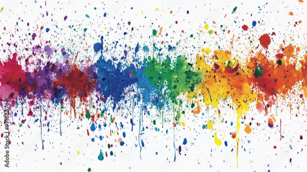 Rainbow splattered paint on a white background generative ai Rainbow splattered paint on a white background generative ai