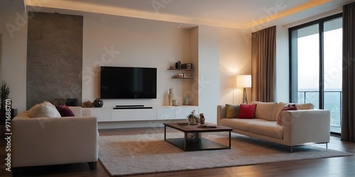 Modern Living Room with Cozy Sofa, Stylish Decor, and Natural Light - Perfect for Relaxation and Entertaining