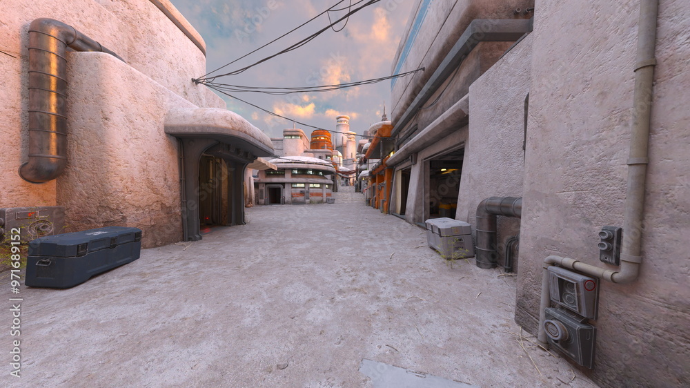 Fototapeta premium 石造りの街並み 3DCGレンダリング