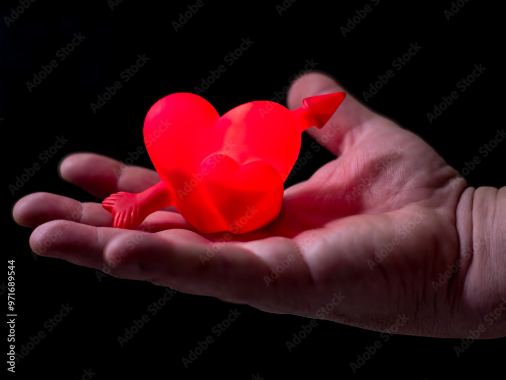 Obraz premium Hand holds a heart-shaped object