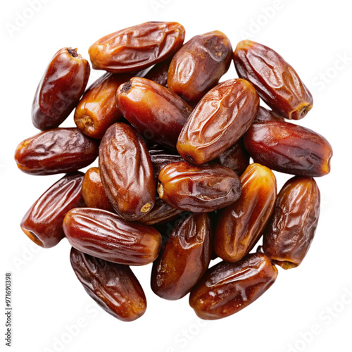 Pitted dates isolated on white from above Isolated on transparent background.