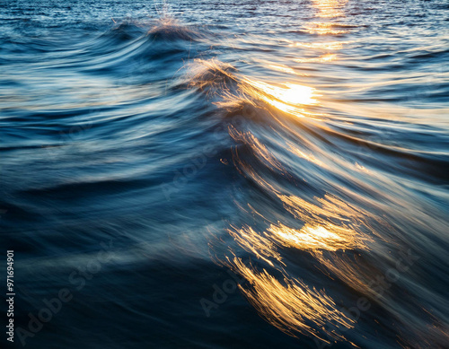 A close-up of ocean waves rippling across the surface, capturing the smooth yet textured mov