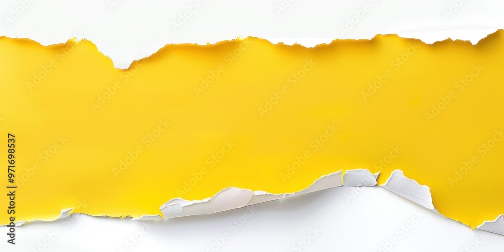 Yellow ripped paper torn edges strips isolated on white background Yellow ripped paper torn edges strips isolated on white background