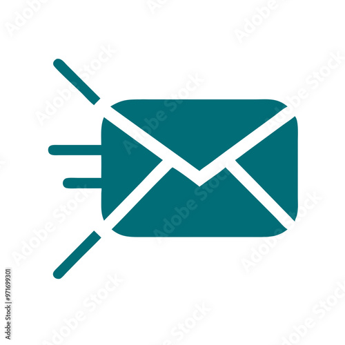 Teal fast mail icon, email and communication concept