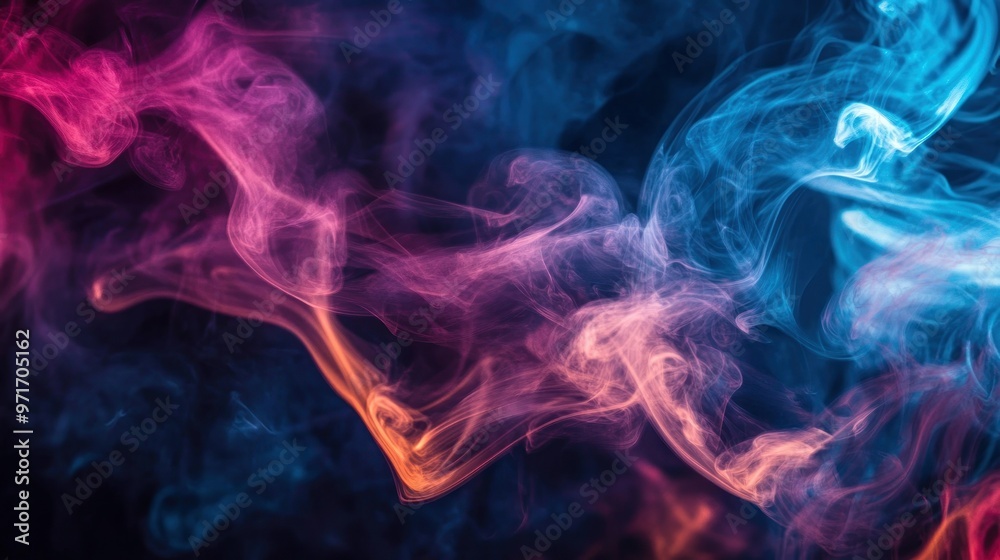 Abstract Swirls of Blue and Pink Smoke on a Dark Background Abstract Swirls of Blue and Pink Smoke on a Dark Background