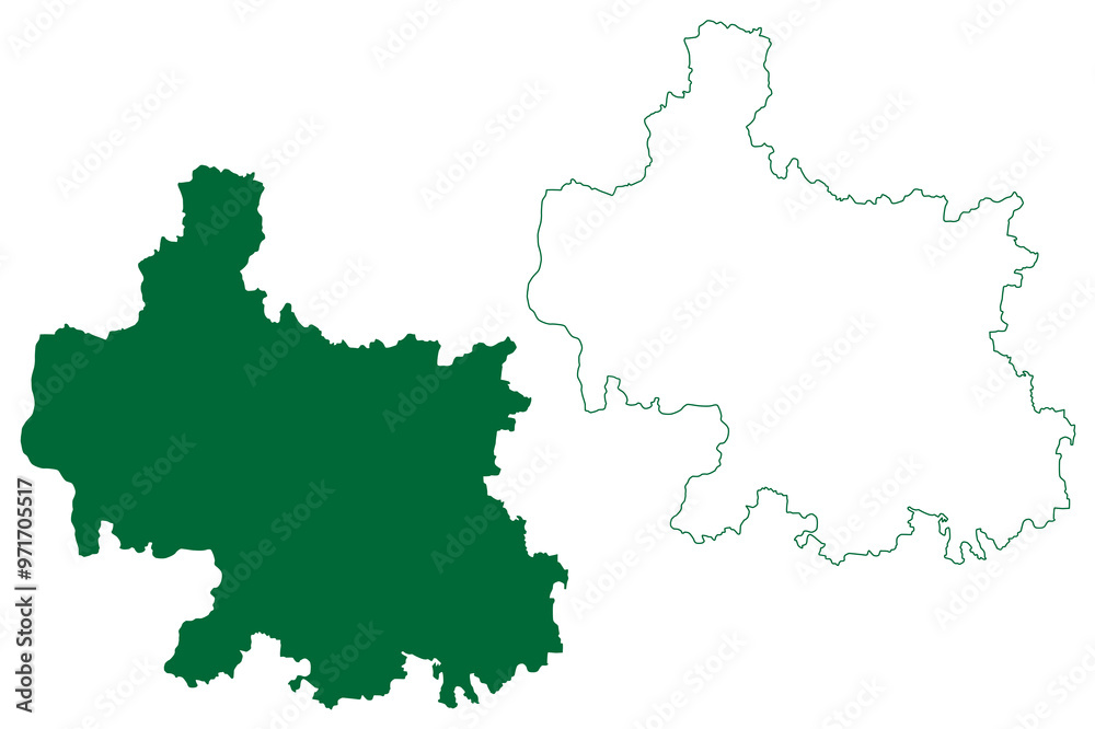 Gumla district (Jharkhand State, Republic of India, South Chotanagpur division) map vector illustration, scribble sketch Gumla map Gumla district (Jharkhand State, Republic of India, South Chotanagpur division) map vector illustration, scribble sketch Gumla map