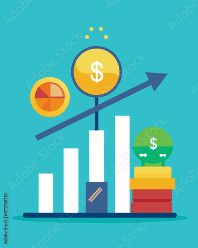 A savings account statement showing a higher balance but realizing that the purchasing power of that money has decreased due to inflation.. Vector illustration