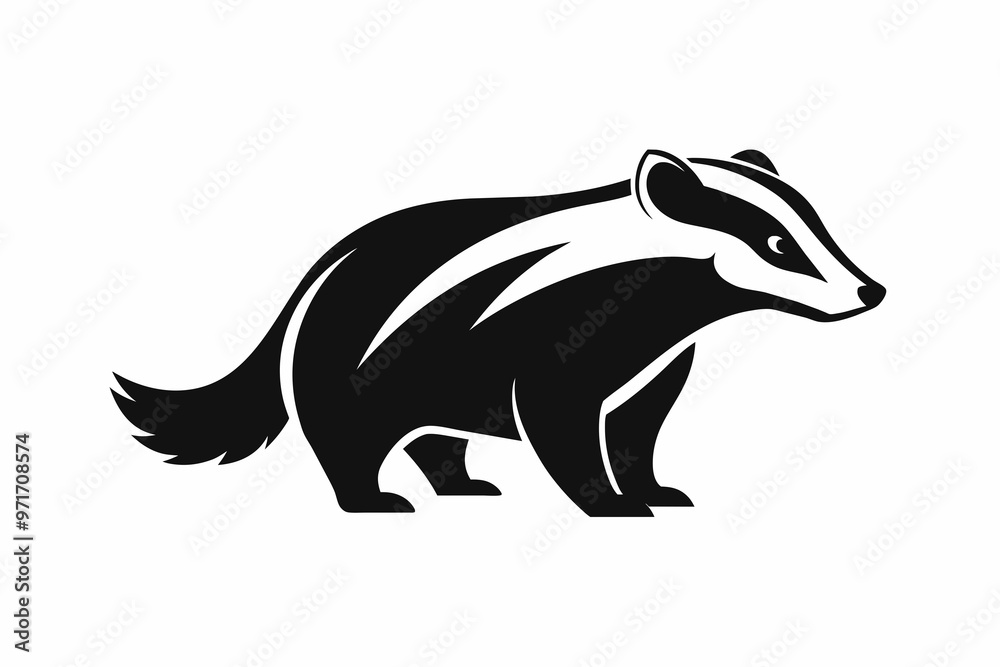 Obraz premium Beautiful animal badger silhouette logo black vector art illustration