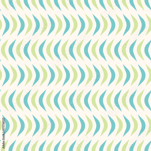 Blue and Green Wavy Chevron Seamless Vector Repeat Pattern	
