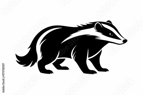 Beautiful animal badger silhouette logo black vector art illustration photo