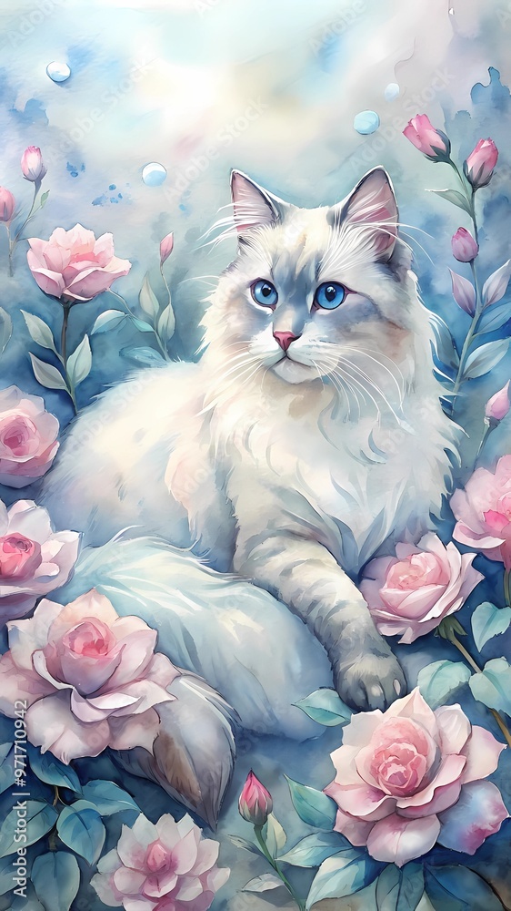 cat and flowers cat and flowers