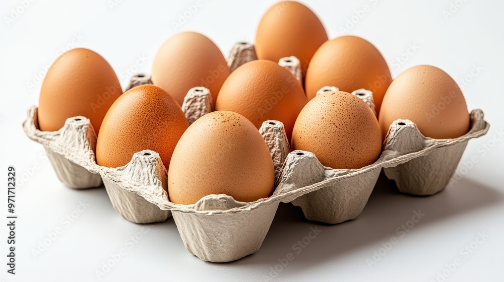 Fresh Brown Eggs in Open Carton Box Fresh Brown Eggs in Open Carton Box