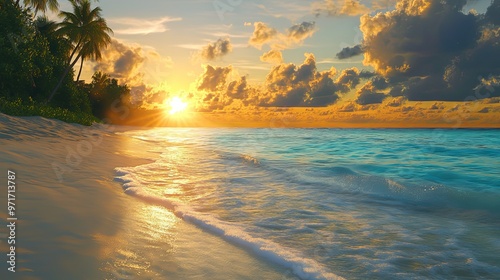 Stunning Sunset Over a Tropical Beach