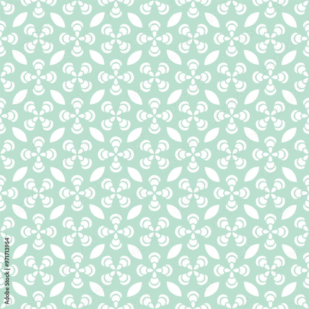 Green Dainty Geometric Flowers Seamless Vector Repeat Pattern Green Dainty Geometric Flowers Seamless Vector Repeat Pattern