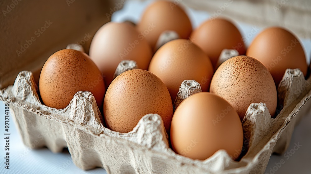 Fresh Brown Eggs in Open Carton Box Fresh Brown Eggs in Open Carton Box