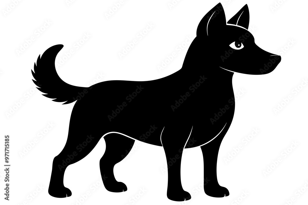 Cute dog silhouette black chilling black vector art illustration Cute dog silhouette black chilling black vector art illustration