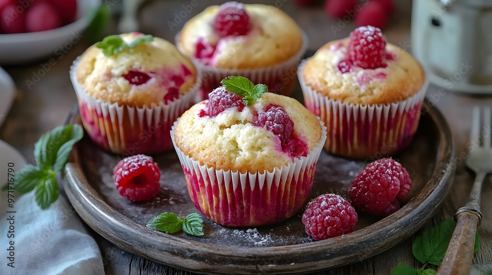 Raspberry and cream muffins Raspberry and cream muffins