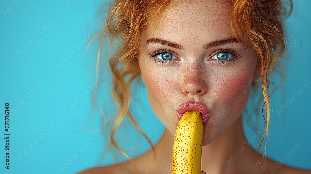 stunning young female teacher, her lips gently bitten in thought, holds a banana in her hand, symbolizing a playful approach to education and the fusion of casual and formal learning environments stunning young female teacher, her lips gently bitten in thought, holds a banana in her hand, symbolizing a playful approach to education and the fusion of casual and formal learning environments