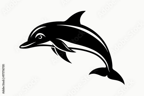 Dolphin silhouette logo black vector art illustration