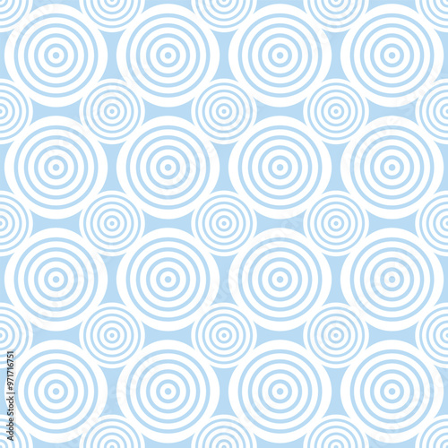 Pastel Blue Concentric Circles Seamless Vector Repeat Pattern