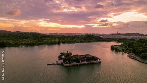 Beautiful dusk sunset Shihu scenery time-lapse photography photo