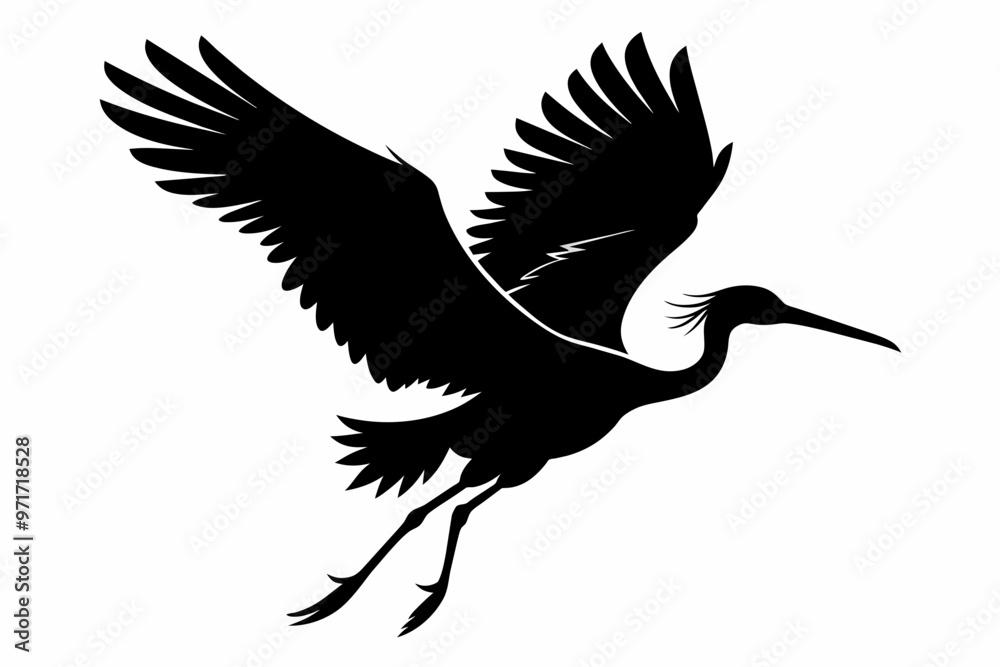 Fototapeta premium Flying ibis vector illustration silhouette black black vector art illustration
