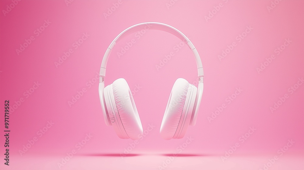 White headphones placed against a plain background White headphones placed against a plain background