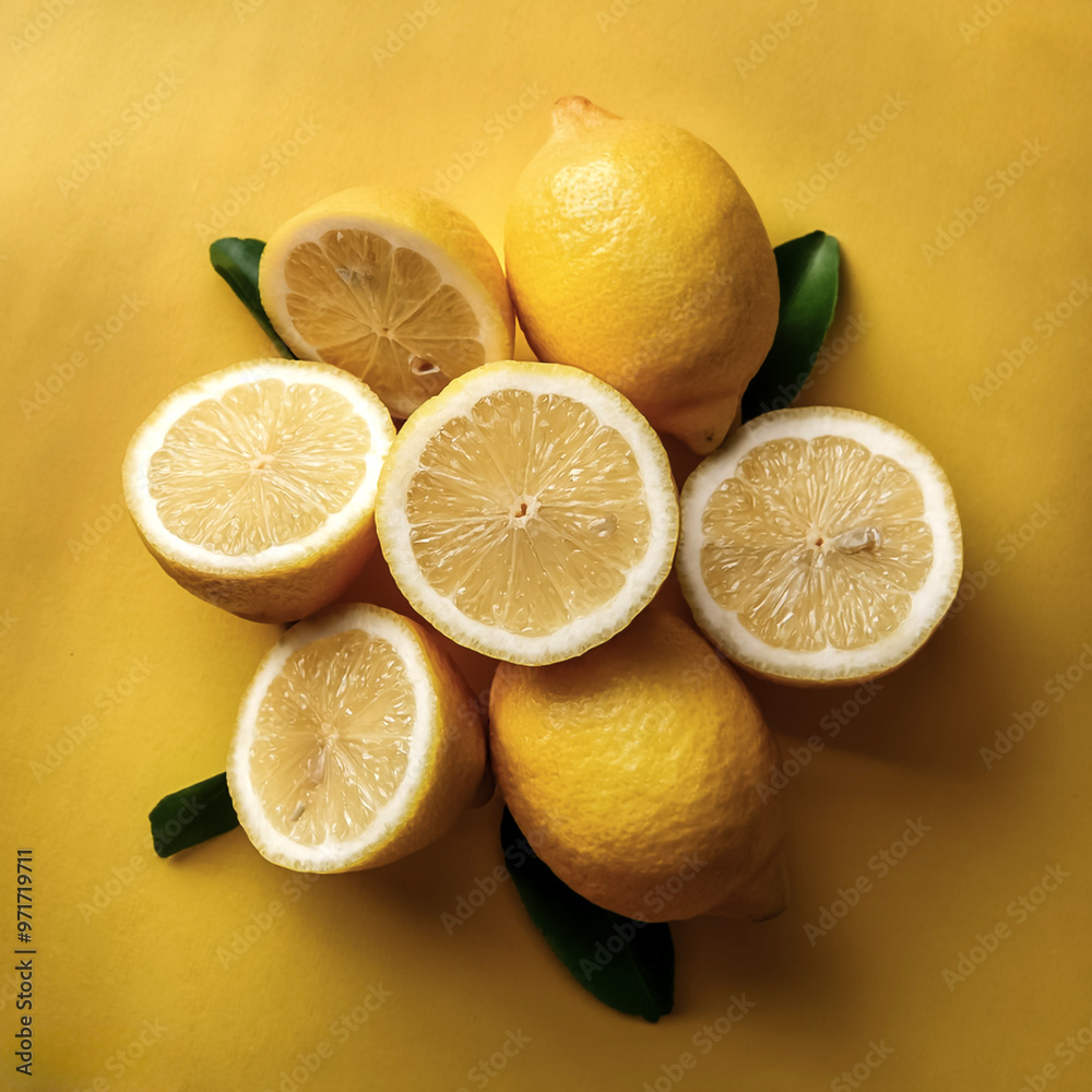 Overhead view of Fresh, Pile, Ripe and juicy sweet Yellow lemon fruit. Halves food summer background. Overhead view of Fresh, Pile, Ripe and juicy sweet Yellow lemon fruit. Halves food summer background.