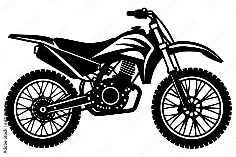 Ταπετσαρία Dirt Bike Silhouette, Off-road Motocross Dirt bike Vector Illustration
