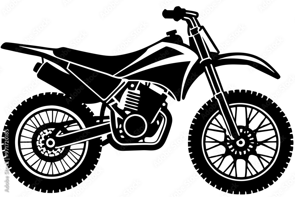 Fototapeta premium Dirt Bike Silhouette, Off-road Motocross Dirt bike Vector Illustration 