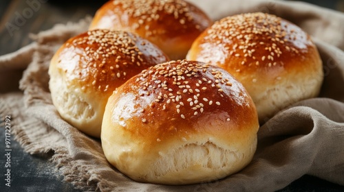 The national cuisine of Great Britain: Buns with sesame seeds.