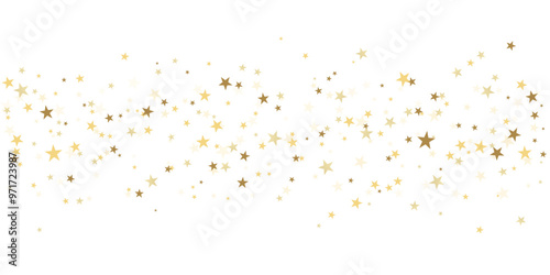 Gold stars vector background, sparkling Christmas confetti falling isolated. Shining flying golden stars glitter backdrop, sparkle border